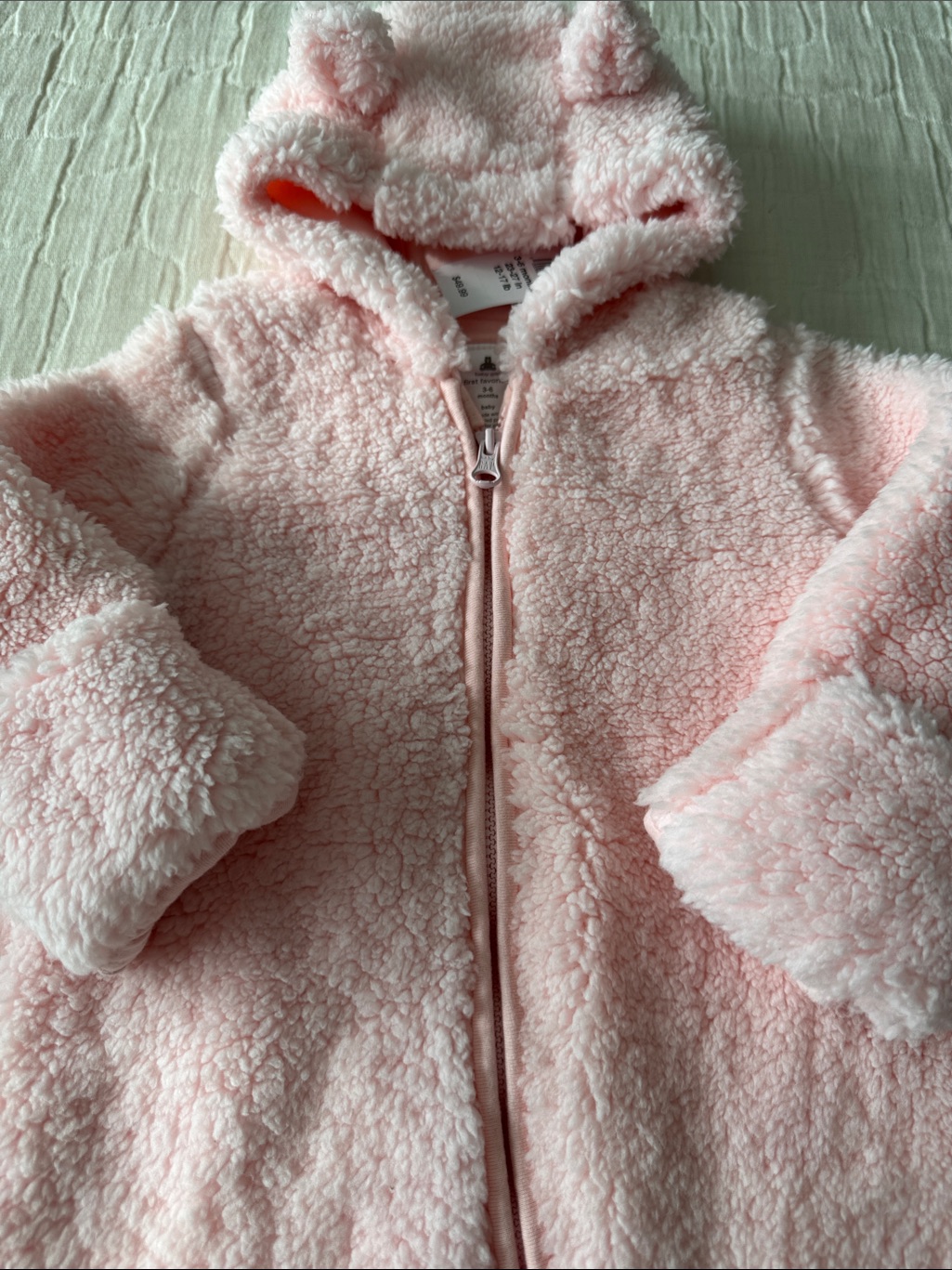 Baby Gap Nwt Sherpa Hooded Baby One-Piece Footie - Pink, Size 3-6 Months